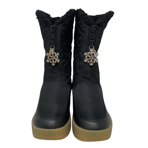 JUICY COUTURE Boots Quilted Snow Flurry Snowflake Wedges Size 6 - Picture 10 of 13